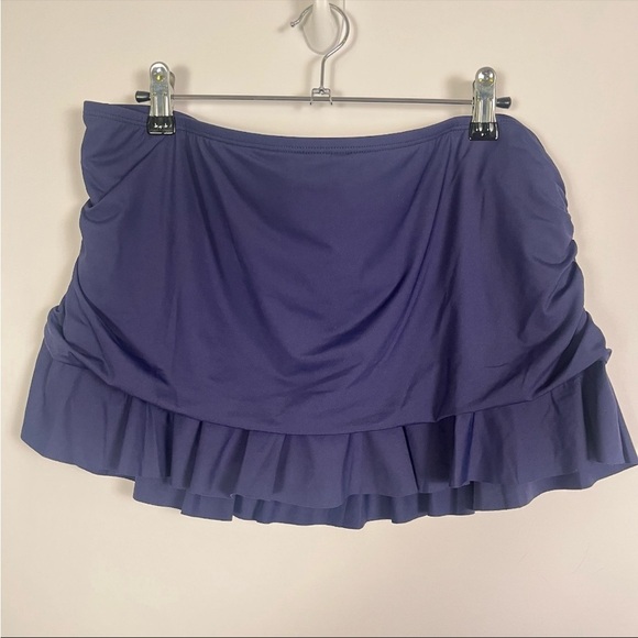 La Blanca Island Goddess Ruffle Bikini Bottom Shorts Skirt Sz 16 NWT Indigo Blue - Picture 3 of 8